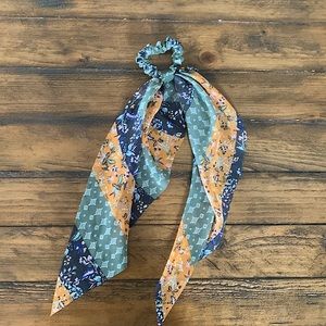 Anthropologie Hair Scrunchie Ribbon Chiffon Green & Yellow